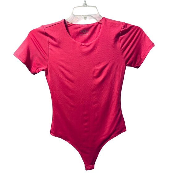 SWS Contour Pink Short-Sleeve Bodysuit Sz M stretch women bodysuit - Picture 1 of 11